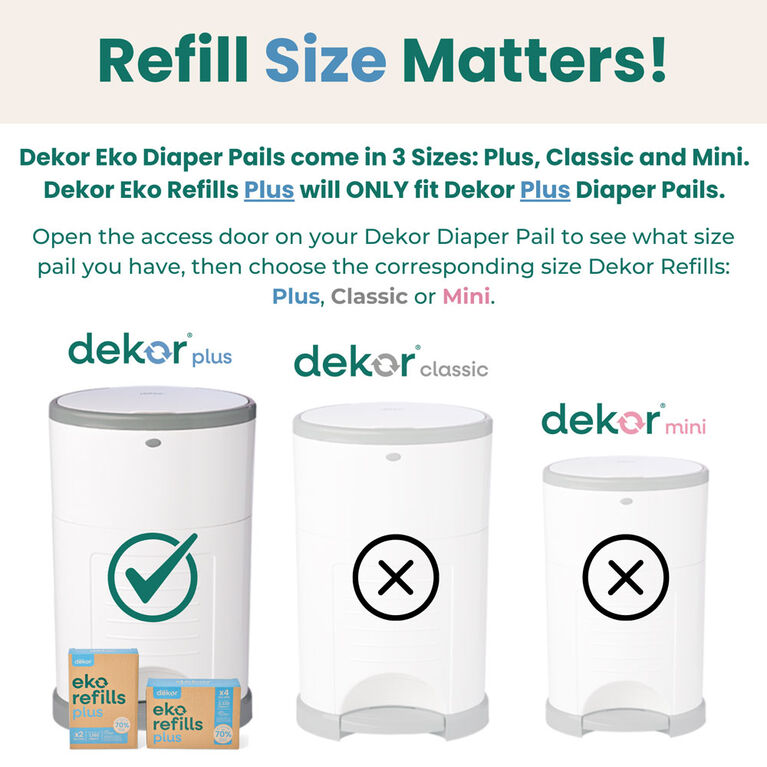 Dekor Eko Plus Diaper Pail Refills, 4 Pack