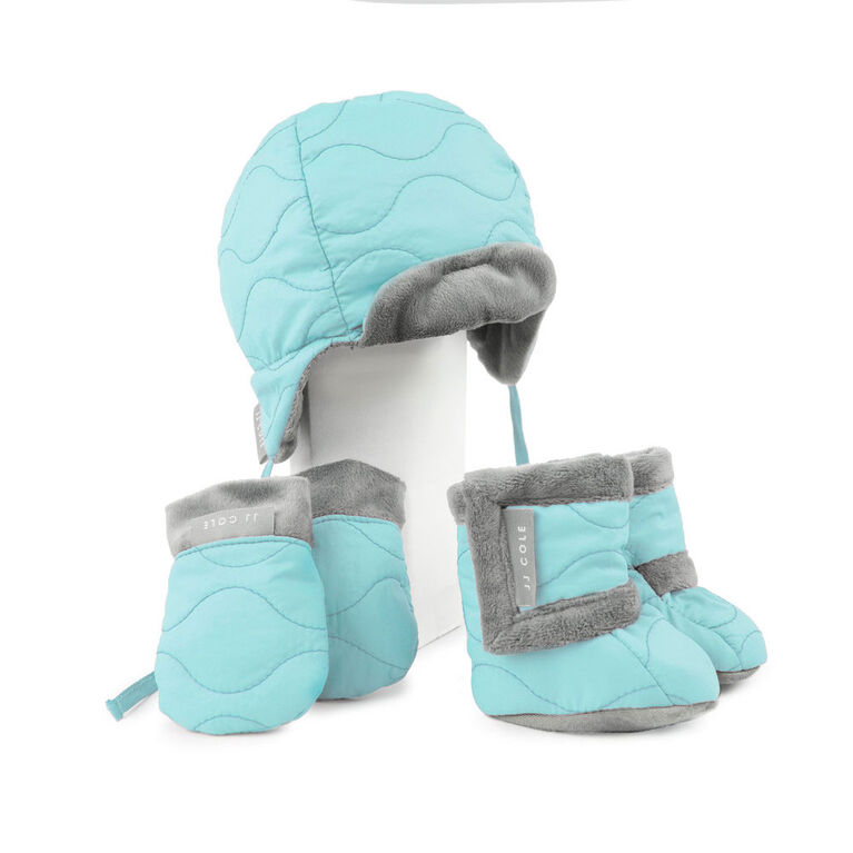 Ensemble avec bonnet style aviateur pour bébé de JJ Cole - 0 à 6 mois - Turquoise.