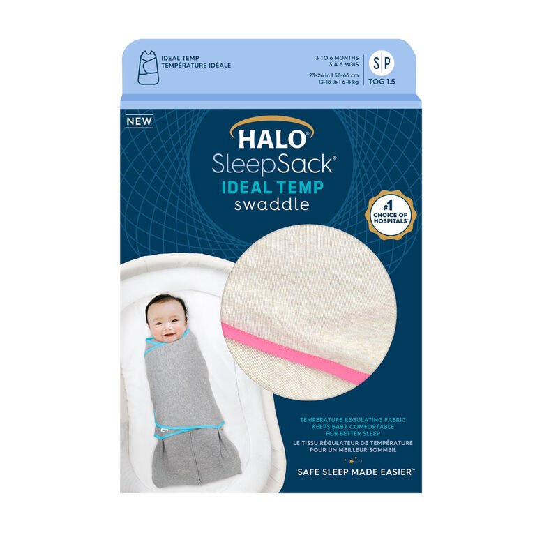 Couverture à Emmailloter HALO SleepSack Nouveau Né 0-3 Mois - Ideal Temp - Oatmeal/Pink 