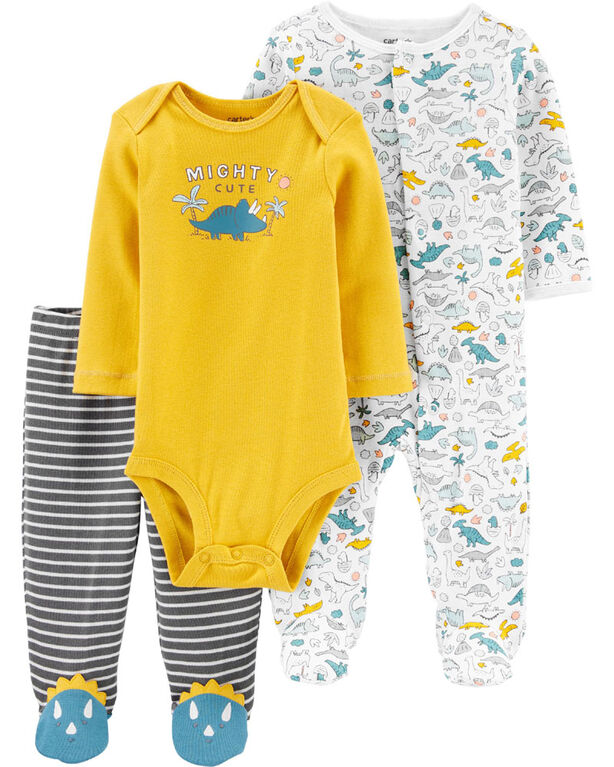 Carter's 3-Piece Dinosaur Bodysuit & Footed Pant Set Assorted - 3 Months