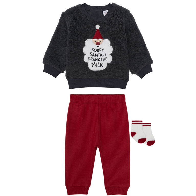 PL Baby - Ensemble sherpa unisexe 2 pièces Père Noël