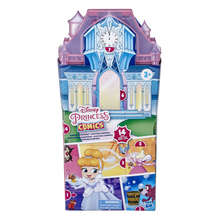 Disney Princess Comics, Aventures surprises de Cendrillon avec 5 poupées, accessoires et support, jouet amusant à déballer
