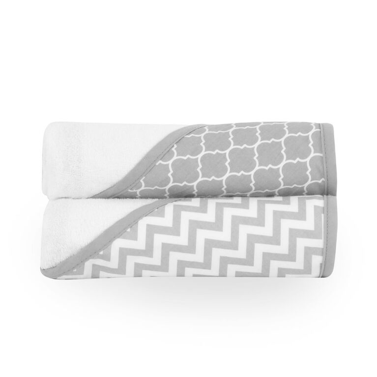 KidiComfort Serviette de bain à capuche - paquet de deux gris - Styles variées.