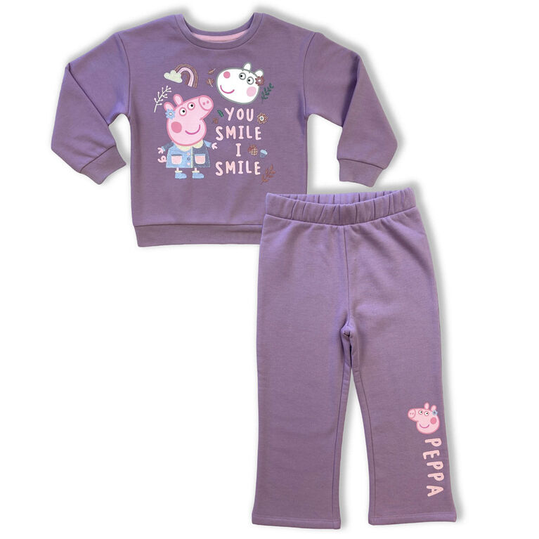 Peppa Pig 2 Piece Crewneck & Jogger Set - Purple 4T