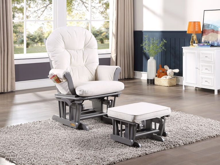 Lennox - Fauteuil berçant à verrouillageavec tabouret Valencia -Gris/crème