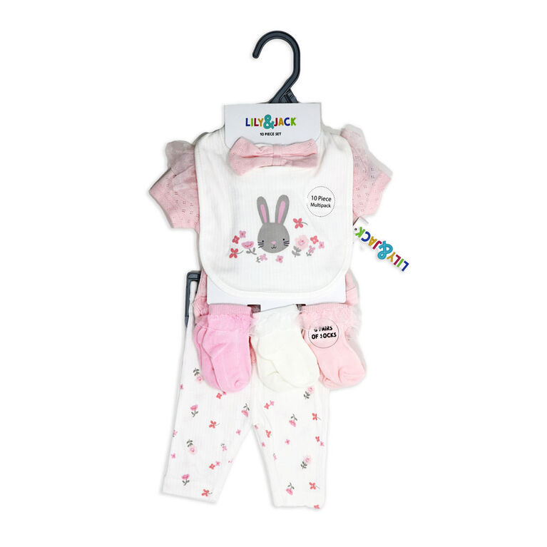 Lily & Jack Pink Bunny 10 Piece Set 3-6M