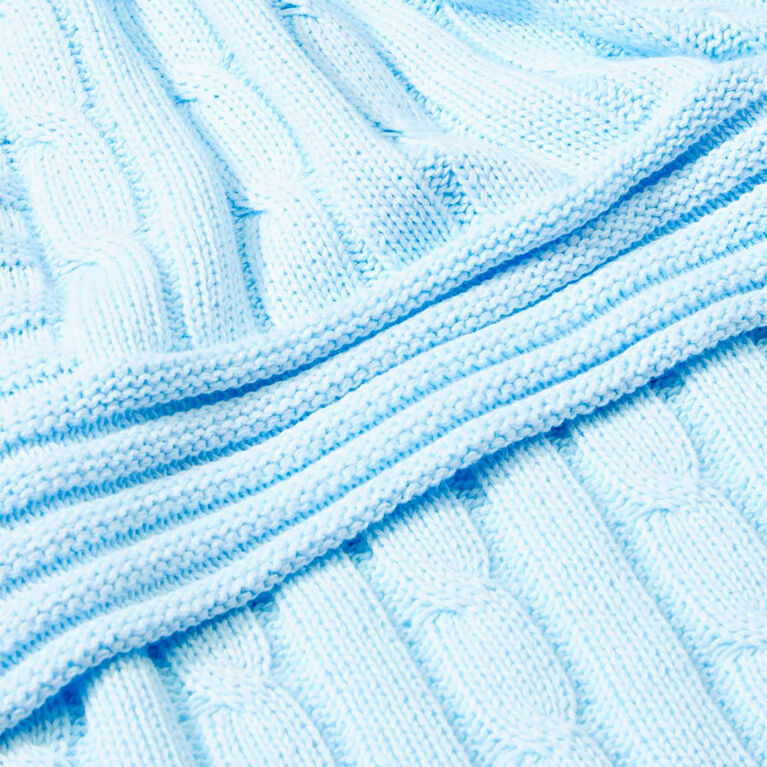 Baby Mode Signature Blue Classic Cable Knit Blanket