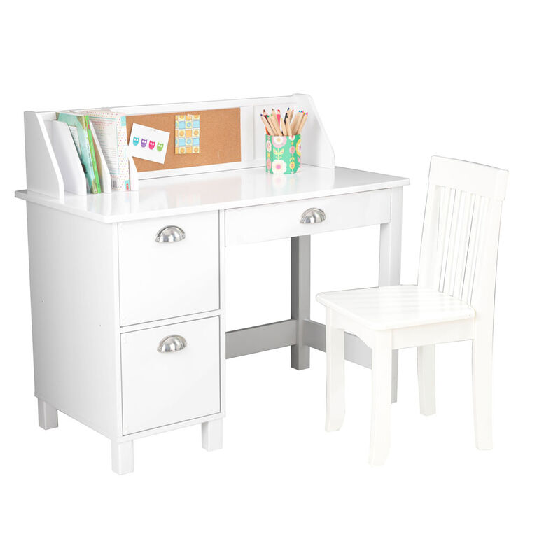 Bureau de travail avec chaise - Blanc