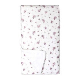 Baby Mode Signature Couverture en mousseline pelucheuse : motif floral mauve
