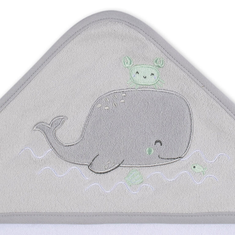 Koala Baby - Serviette à Capuche Gris Baleine Kint - Paquet de 3