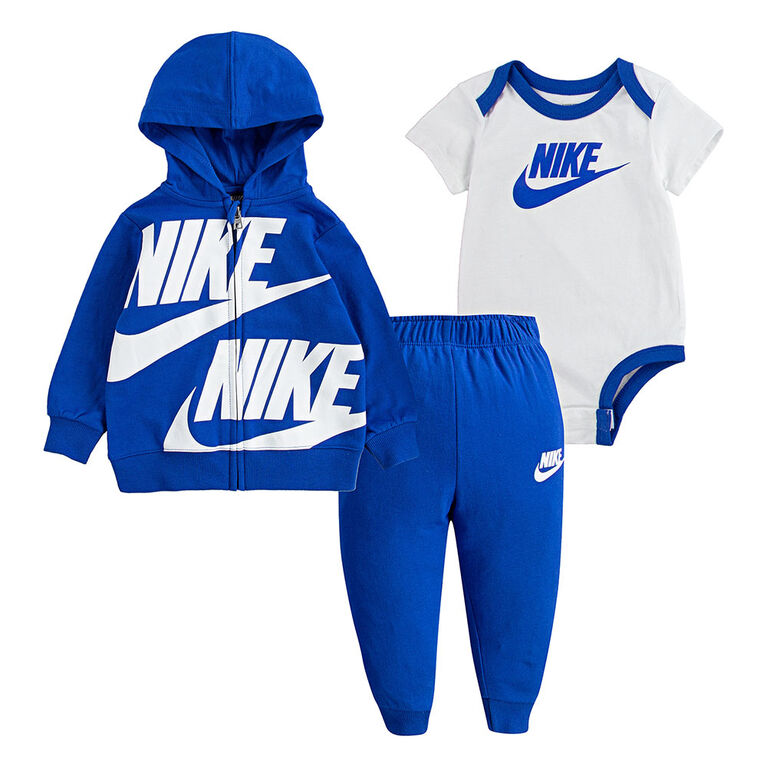 Nike 3Pc Set Pant Set - Royal Heather W White, Size 18 Months