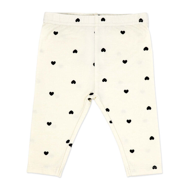 Baby Mode 3 Piece Legging and Headband Set: Cream Heart 6M