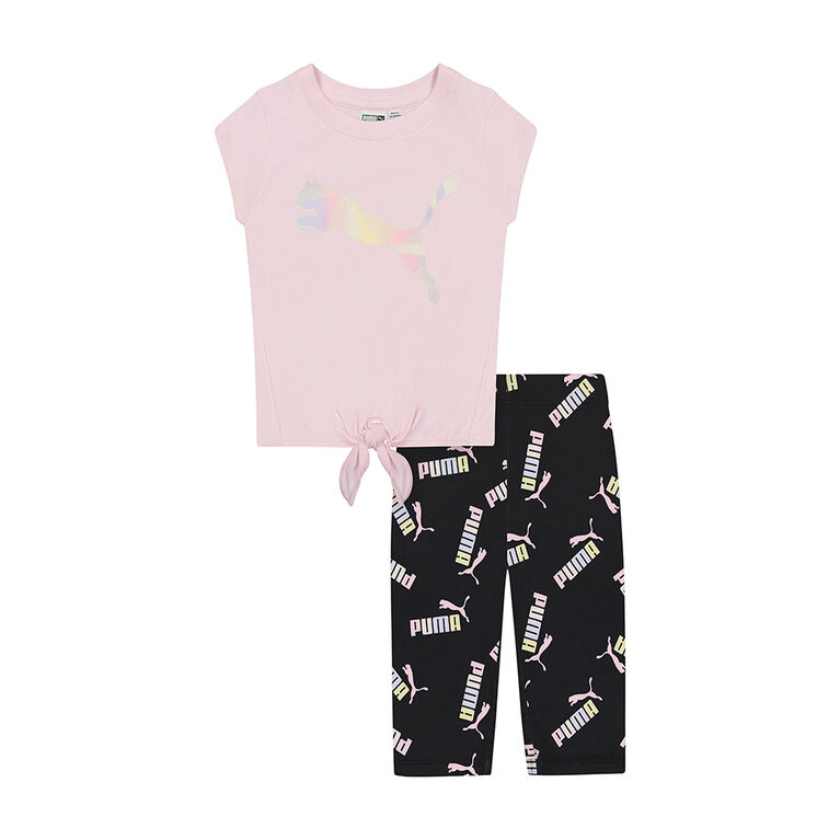 PUMA Short Sleeve Tee & Capri Legging Set  Pastel Pink 6-9 Months