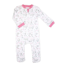 Baby Mode Interlock Coverall:Pink Bunnies