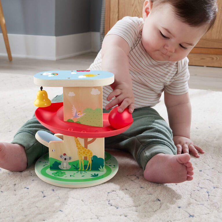 Fisher-Price Wooden Treehouse Ball Run Baby & Toddler Toy, 2 Wood Pieces