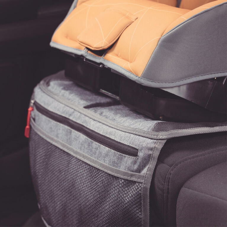 Diono Ultra Mat Deluxe Full Size Car Seat Protector with Integrated Heatshield, Crash Tested With Premium Ultra Thick Padding For Durable, Water Resistant Protection, Includes 3 Mesh Storage Pockets