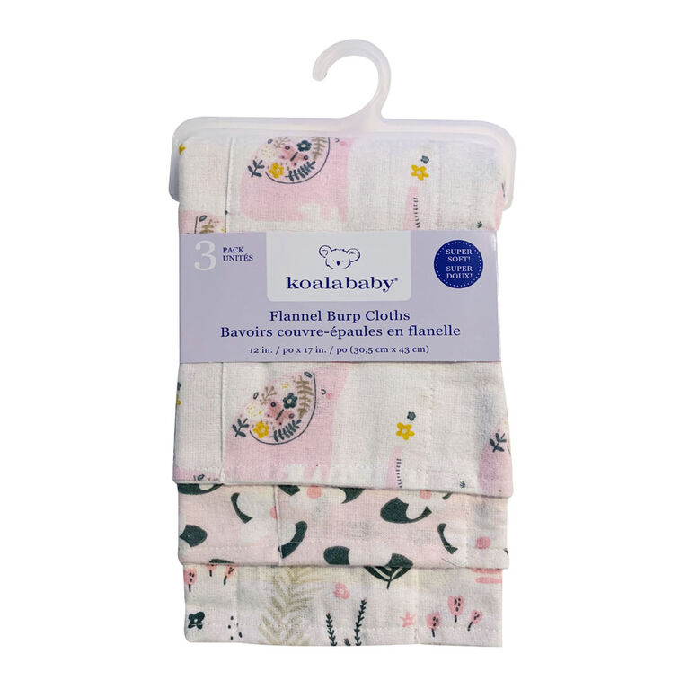 Koala Baby - Elephant Pack De 3 Flanelle Burp