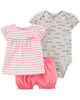 Carter's 3-Piece Striped Diaper Cover Set - Pink/Grey, 9 Months