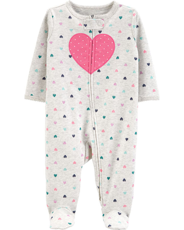 Carter's Heart 2-Way Zip Cotton Sleep & Play - Grey, 9 Months