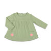 The Peanutshell Baby Girl Layette Mix & Match Sage Flower Long Sleeve Shirt with Pocket - Newborn