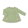 The Peanutshell Baby Girl Layette Mix & Match Sage Flower Long Sleeve Shirt with Pocket - 0-3 Months