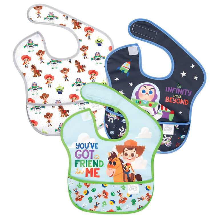 Bumkins Disney SuperBib, 6-24 Months, 3 Pack - Woody, Buzz, Toy Story