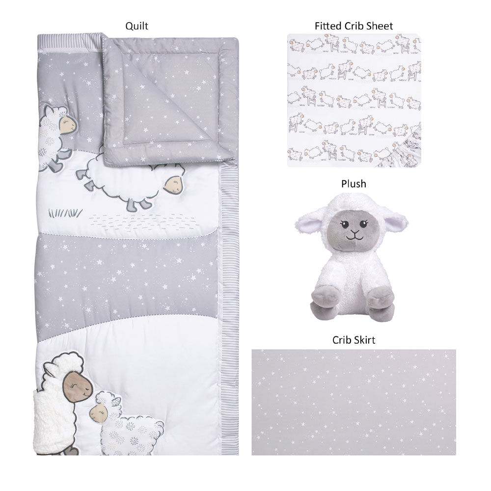 Sleepy Sheep 4 Piece Crib Bedding Set