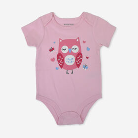 Rococo Bodysuit Pink Owl & Hearts Print