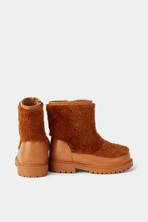 RISE Little Earthling Animal Sherpa Boots Light Brown