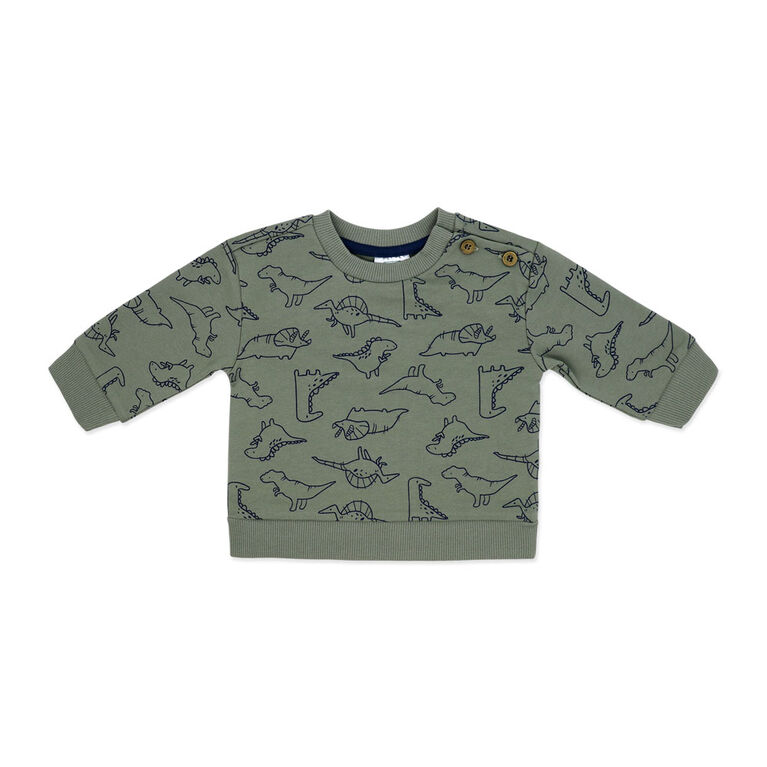 Baby Mode 3 Piece French Terry Set: Green Dinosaur