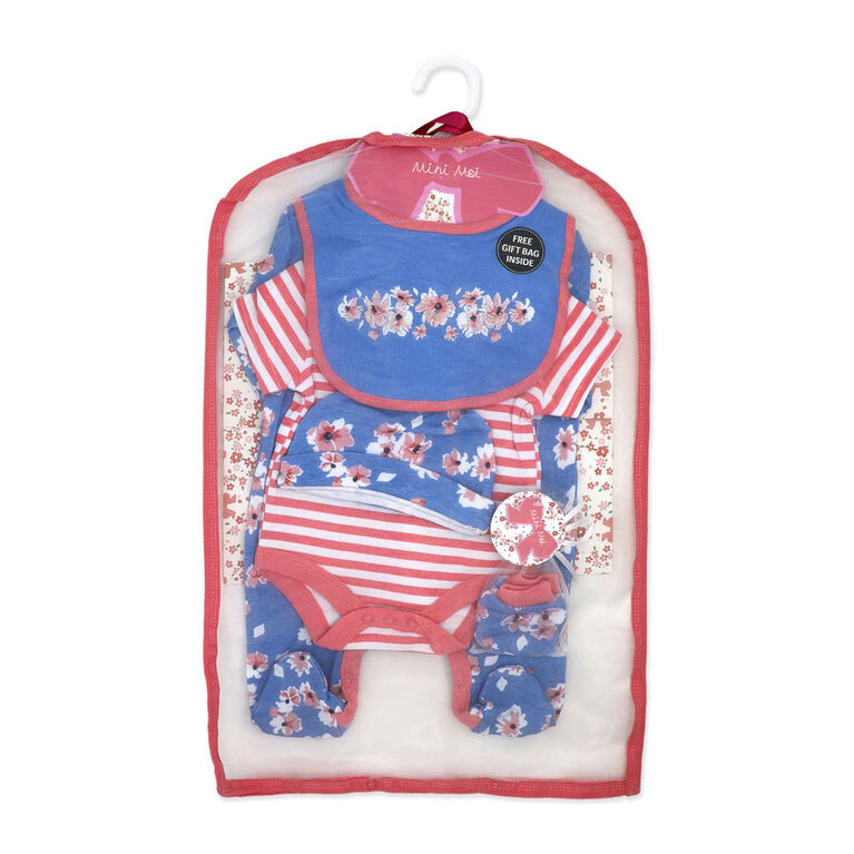 Mini Moi 5 Piece Mesh Bag Set: Blue Floral 0-3M