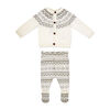 Rock a Bye Baby  Ensemble cardigan en tricot avec pieds : Fairisle cr&egrave;me 6-12 mois
