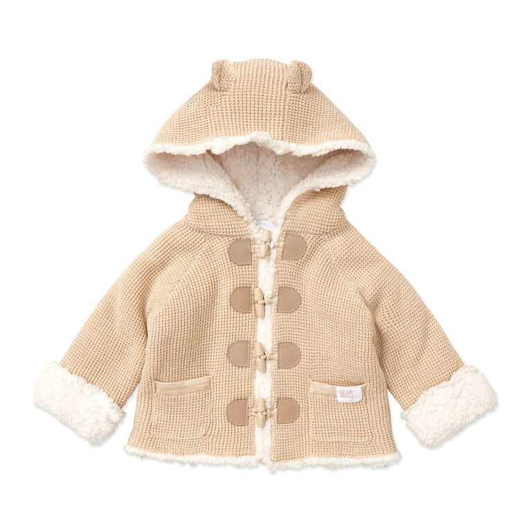 Rock a Bye Baby Cardigan en tricot véritable avec doublure en sherpa : flocons d'avoine 12M