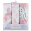 Koala Baby - Pink Octopus Kint Hooded Towel - 3 Pack