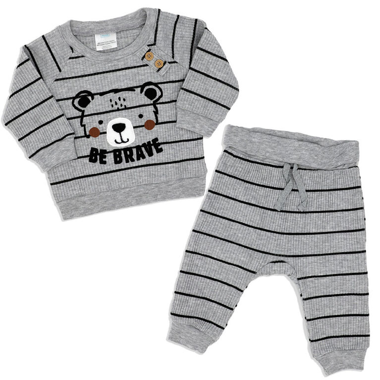 Baby Mode Grey 3 Piece Jogger Set: Brave