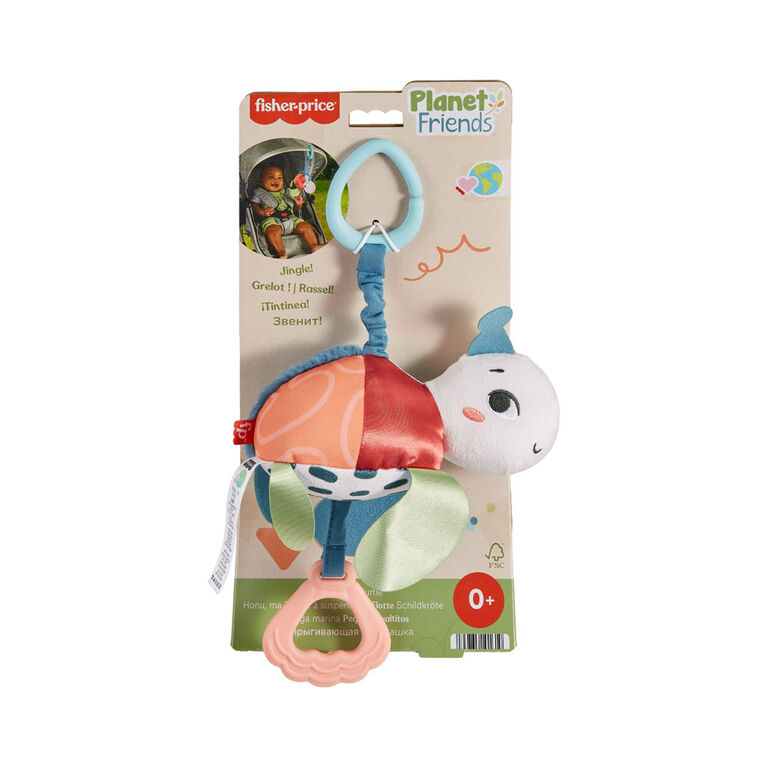 Fisher-Price Planet Friends Sea Me Bounce Turtle Baby Stroller Toy with Sensory Details Newborns