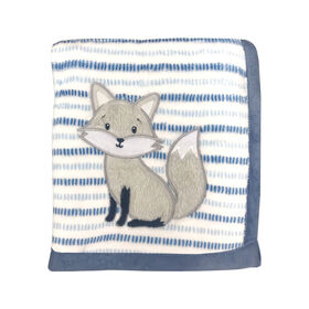 Koala Baby - Fox Blue/Grey Sherpa Applique Blanket