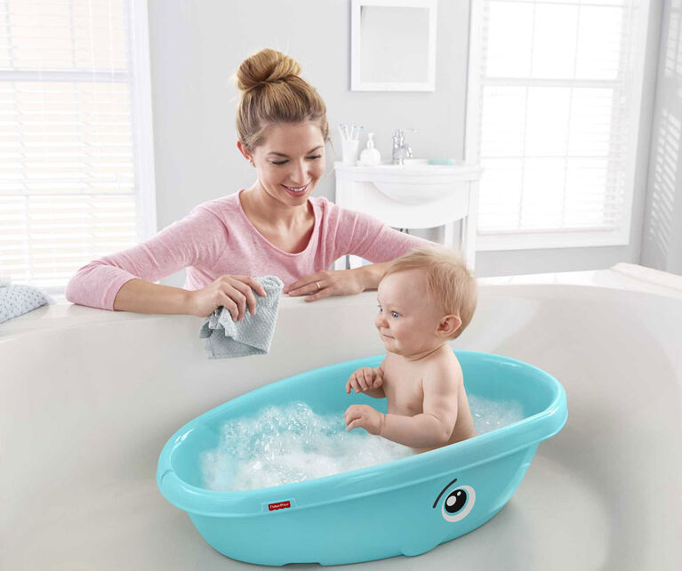 Baignoire pour bébé à tout-petit de Fisher-Price, Baignoire-baleine avec  siège amovible pour bébé et bouchon de drainage