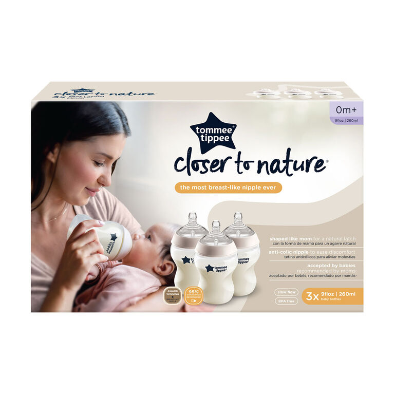 Tommee Tippee Closer to Nature Baby Bottles (9oz, 3 Count)