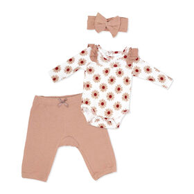 Baby Mode Ensemble de leggings 3 pièces : motif floral rose