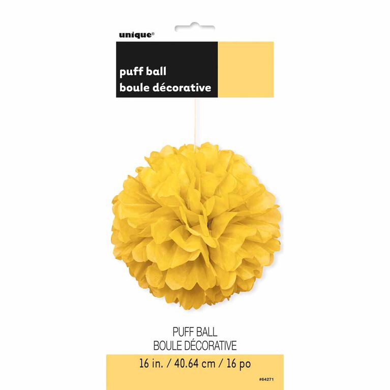 Yellow Solid 16" Hanging Tissue Decoration