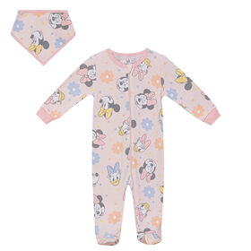 Minnie Mouse 2 Piece Sleeper-Bib Pink