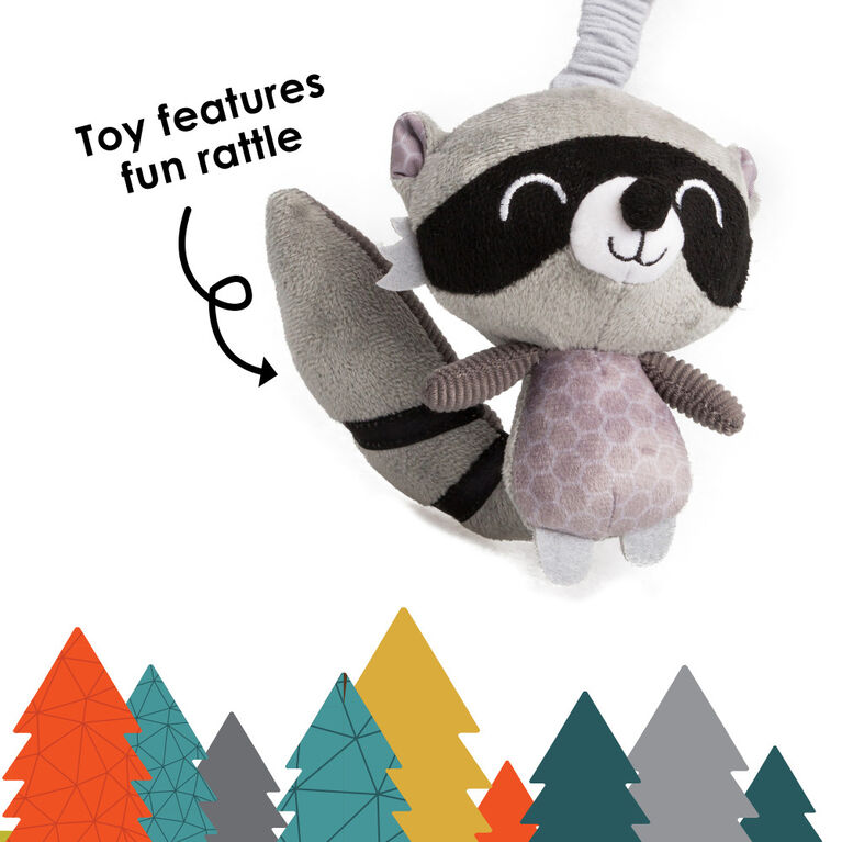 Diono Racoon Character Car Seat Straps & Linkee Toy, Shoulder Pads for Baby, Infant, Toddler, 2 Pack Reversible Soft Seat Belt Cushion and Stroller Harness Covers Helps Prevent Strap irritation