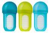 Paquet de 3 biberons avec poche en silicone de Boon Nursh 236 ml - bleu et vert.