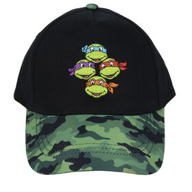 Nickelodeon Teenage Mutant Ninja Turtles Character And Camo Brim Kids Baseball Cap Green