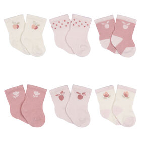Gerber Childrenswear - Paquet de 6 chaussettes en jersey Appley Sweet - 3-6M