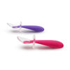 Emballage de 2 cuill&egrave;res d'apprentissage en silicone Gentle Scoop - Rose/Mauve.
