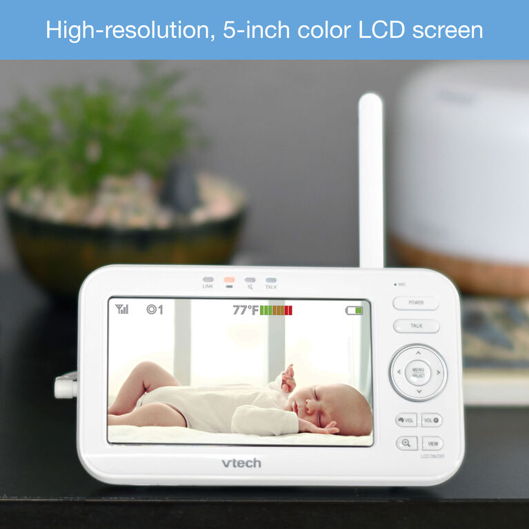 VTech VM5262 5 inch Digital Video Baby Monitor with Pan & Tilt Camera, Full Colour and Automatic Night Vision - White