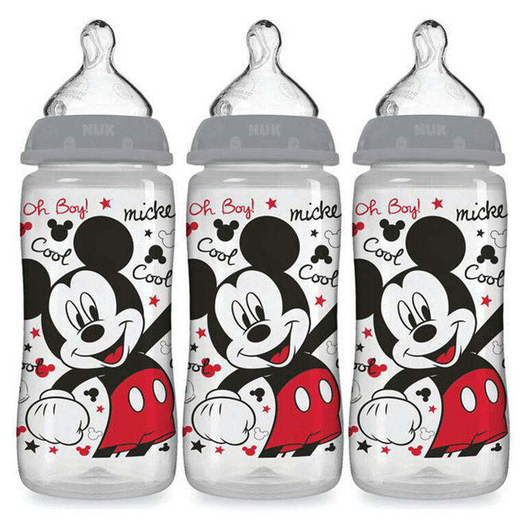 NUK Smooth Flow Disney Bottle, Mickey Mouse, 10 oz, 3 Pack, 0+ Months