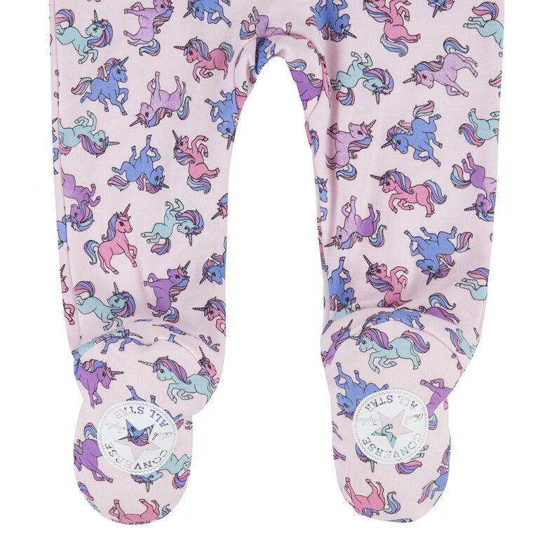 Converse Unicorn All Over Print Coverall Footed - Pink Foam - Size 3 Months